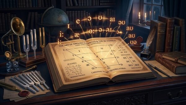 20 Vowel Sounds of English Phonetics Chart with Monophthongs, Diphthongs, and IPA Symbols